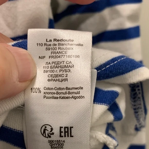 Striped Blue and White Long Sleeve Top - Picture 4 of 5